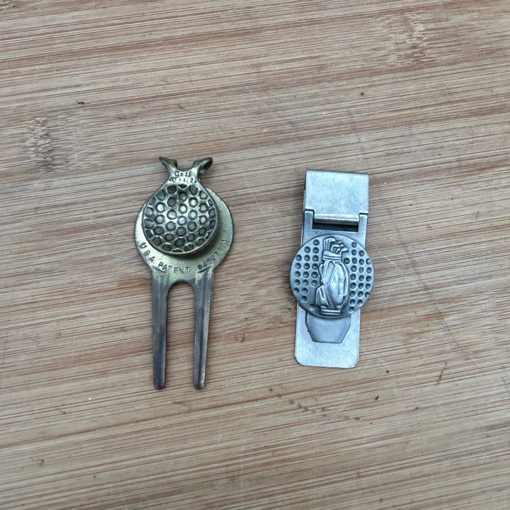 Golf Money Clip Golf Bag Stainless Steel & PGA West Divot Repair Lot‎